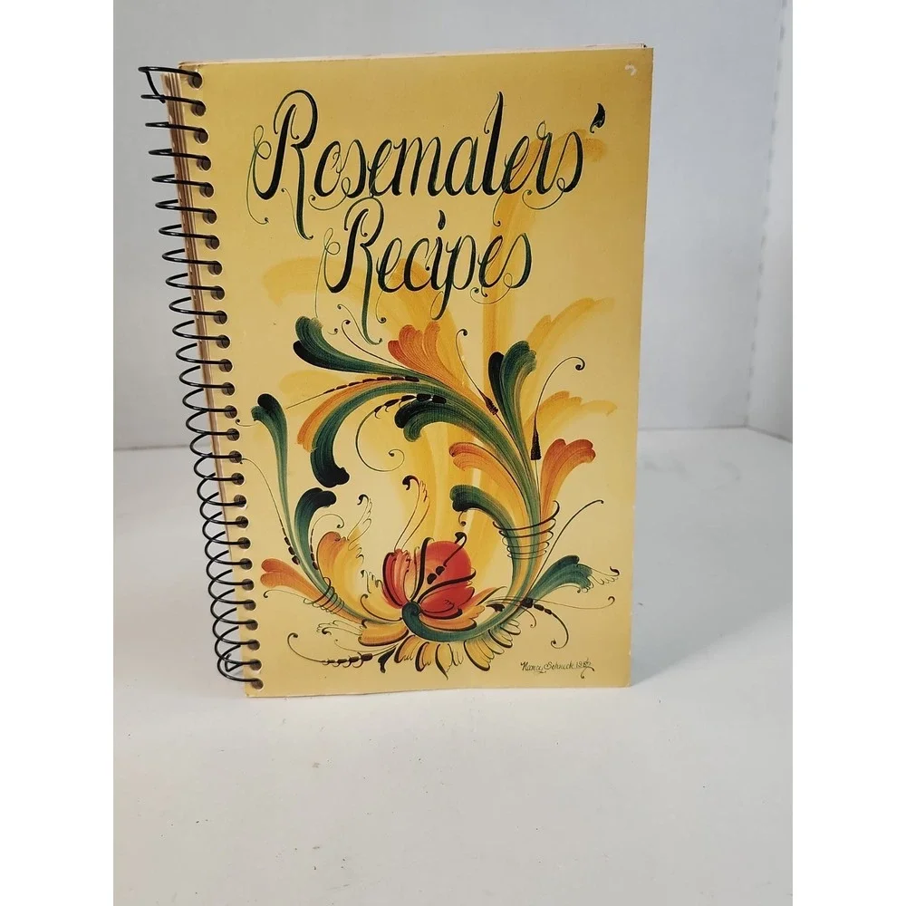 Vintage 90s Pauline's Rosemalers' Recipes Cookbook 1990 Norwegian Art Vesterheim